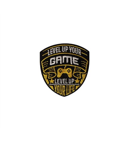 Ecusson thermocollant gaming 5cm x 5,5cm level up your game