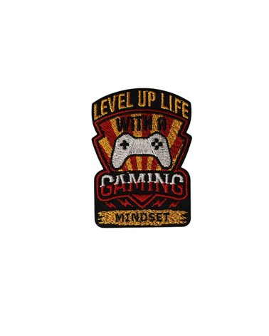 Ecusson thermocollant gaming 4,5cm x 6cm level up life