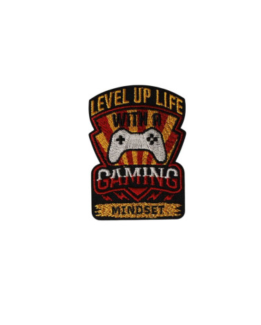 Iron-on gaming patch 4.5cm x 6cm level up life