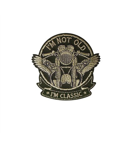 Ecusson thermocollant i'm not old i'm classic 6,9cm x 6,9cm kaki