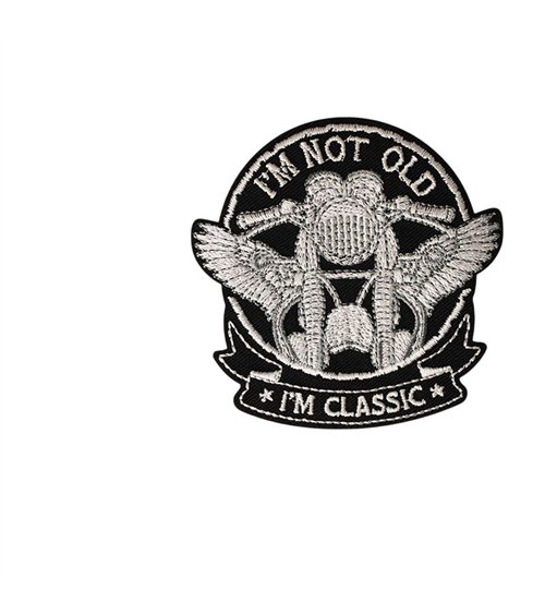 Ecusson thermocollant i'm not old i'm classic 6,9cm x 6,9cm noir