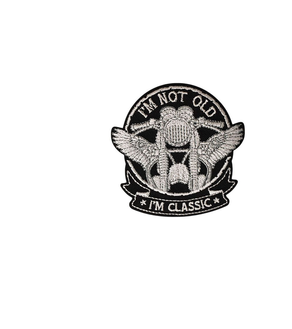 Iron-on patch i'm not old i'm classic 6.9cm x 6.9cm black