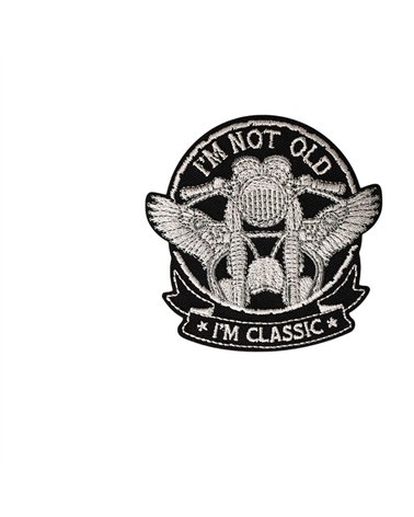 Ecusson thermocollant i'm not old i'm classic 6,9cm x 6,9cm noir
