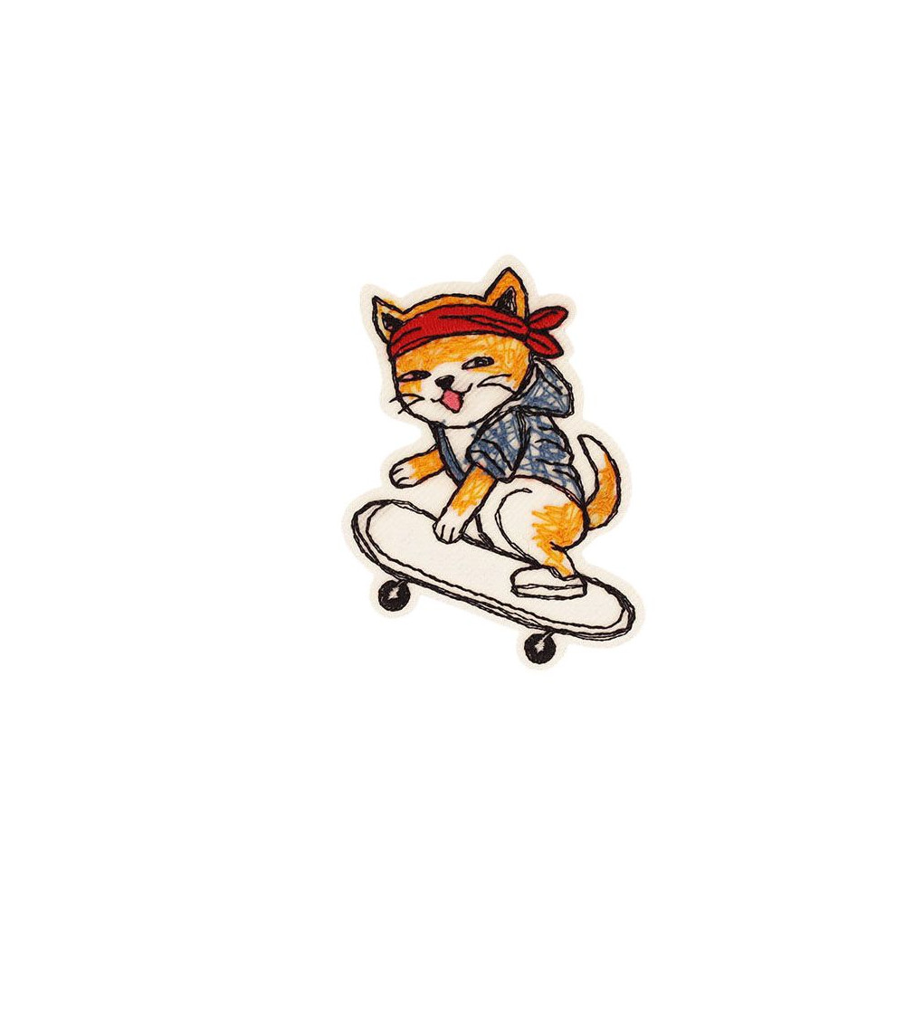 Juego de 3 parches termoadhesivos de gato adolescente skater de 4,3 cm x 6,3 cm