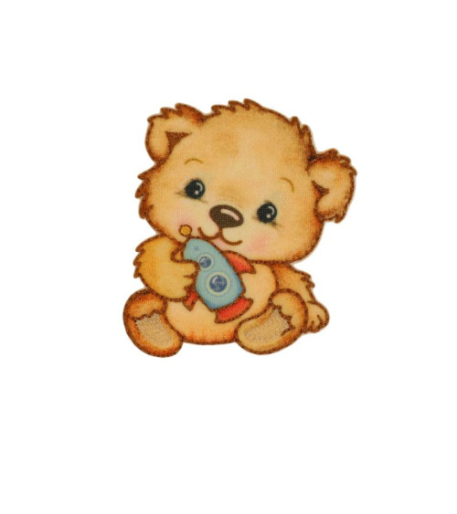 Set of 3 little bear iron-on patches 6cm x6.7cm rocket