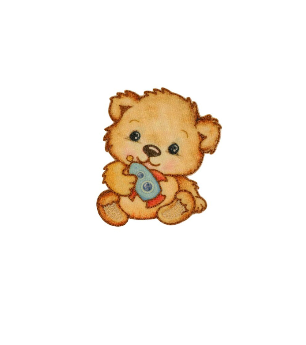 Set of 3 little bear iron-on patches 6cm x6.7cm rocket