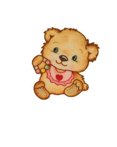 Set of 3 small bear iron-on patches 6.7cm x6.7cm rattle