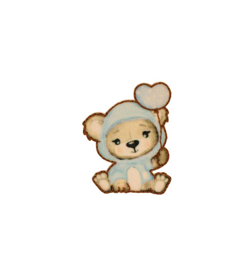 Set mit 3 Teddybär-Aufbügelflicken mit Ballon, 3,5 cm x 3,5 cm, blau