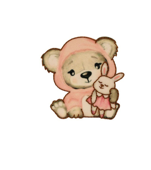 Set of 3 cute bear iron-on patches 6.6cm x6.5cm pink