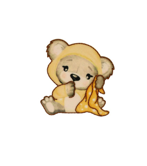 Set of 3 cute bear iron-on patches 6.3cm x6.4cm pale yellow