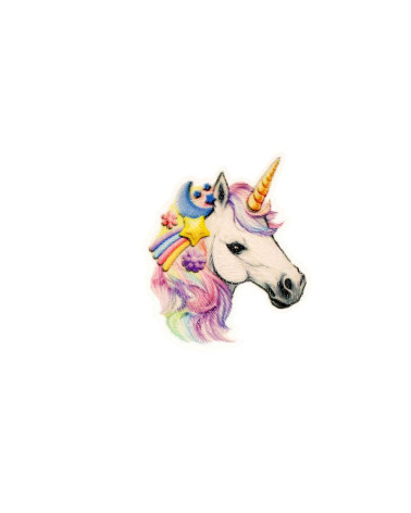 Set mit 3 lustigen Tierkopf-Aufnähern zum Aufbügeln, 4,7 cm x 5 cm, Einhorn