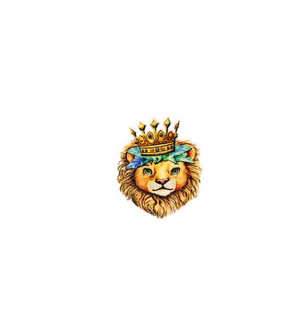 Set of 3 funny animal head iron-on patches 4.6cm x5.6cm lion king