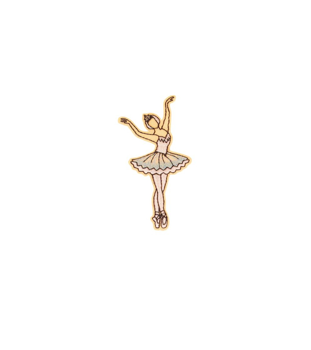 Lot de 3 écussons thermocollants ballet 3,5cm x6,6cm danseuse robe bleue