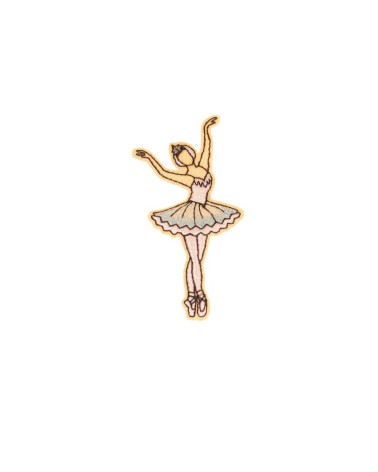 Lot de 3 écussons thermocollants ballet 3,5cm x6,6cm danseuse robe bleue