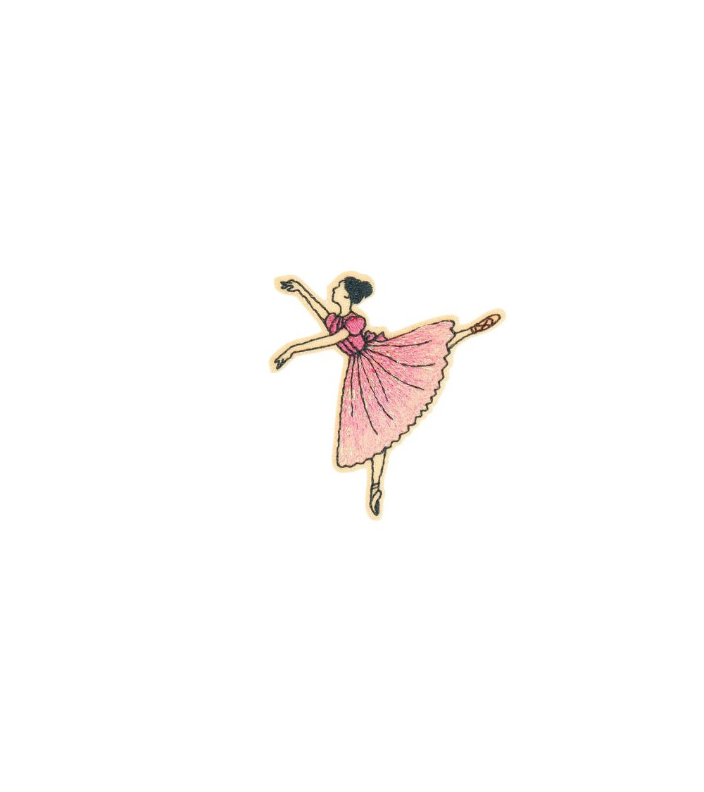 Lot de 3 écussons thermocollants ballet 5,2cm x5,8cm danseuse robe rose