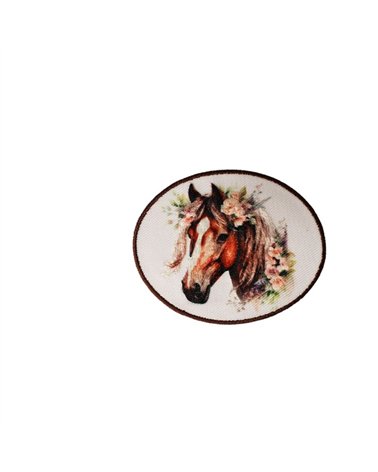 Lot de 3 écussons thermocollants tête de cheval 6,1cm x4,9cm brun