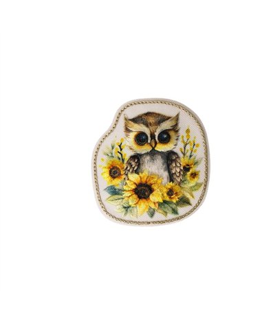 Lot de 3 écussons thermocollants badge oiseaux 5,3cm x5,7cm hibou