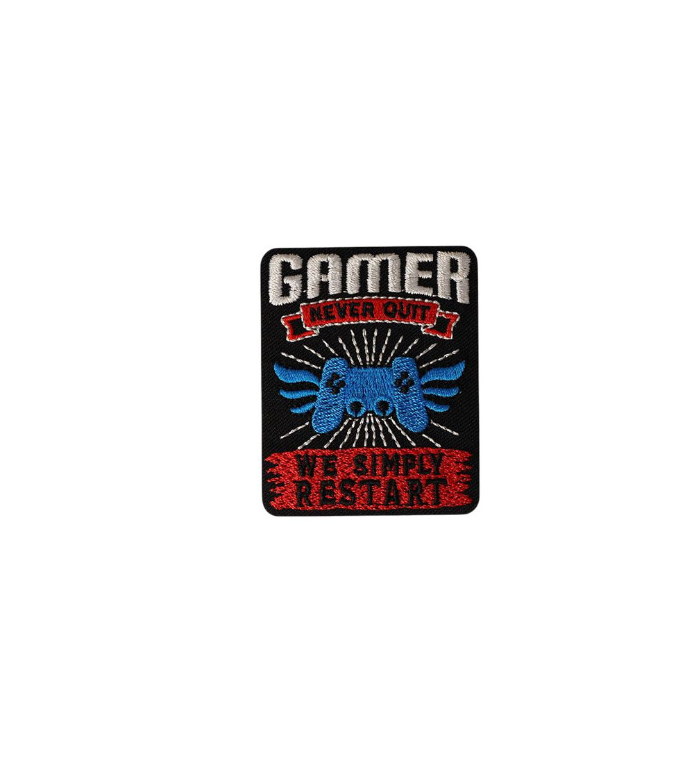 Set of 3 iron-on gaming badges 4.5cm x5.5cm gamer