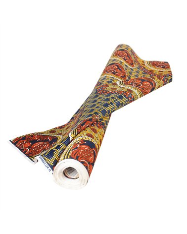 Tissu wax imprimé 2 faces marron au mètre