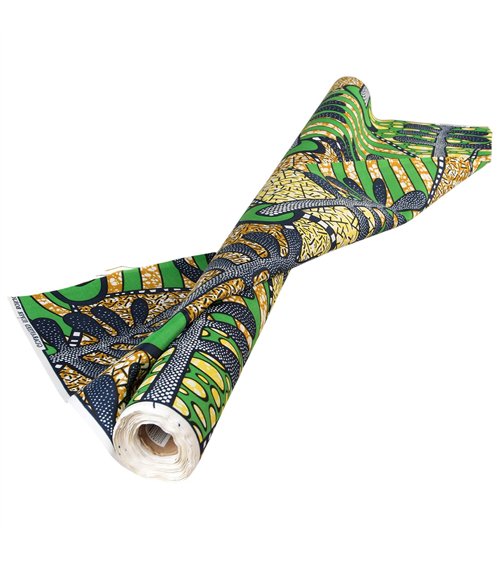 Tissu wax imprimé 2 faces vert au mètre