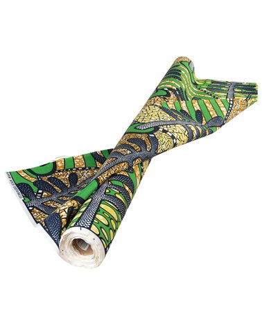 Tissu wax imprimé 2 faces vert au mètre