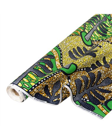 Tissu wax imprimé 2 faces vert au mètre