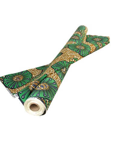 Tissu wax imprimé 2 faces vert au mètre