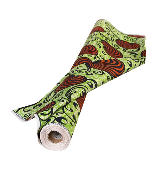 Tissu wax imprimé 2 faces vert au mètre
