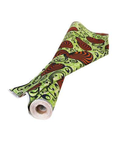 Green 2-sided printed wax fabric per meter