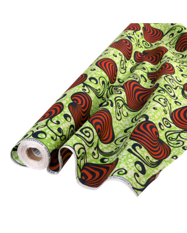 Tessuto cerato verde stampato fronte-retro al metro