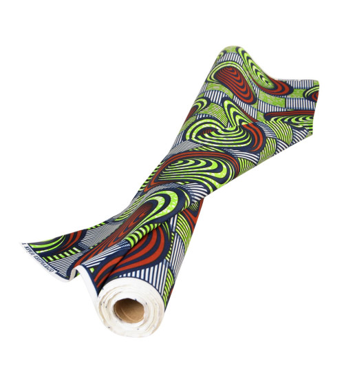 Brown 2-sided printed wax fabric per meter