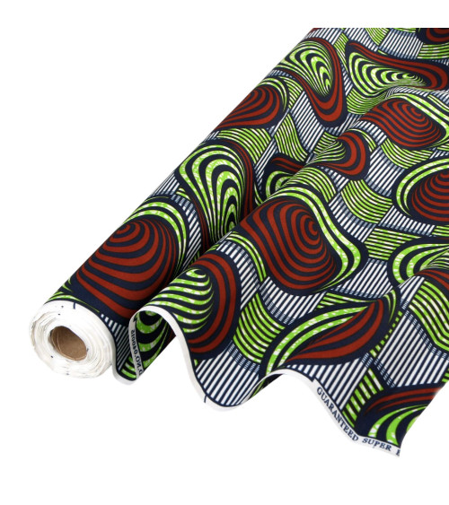 Brown 2-sided printed wax fabric per meter