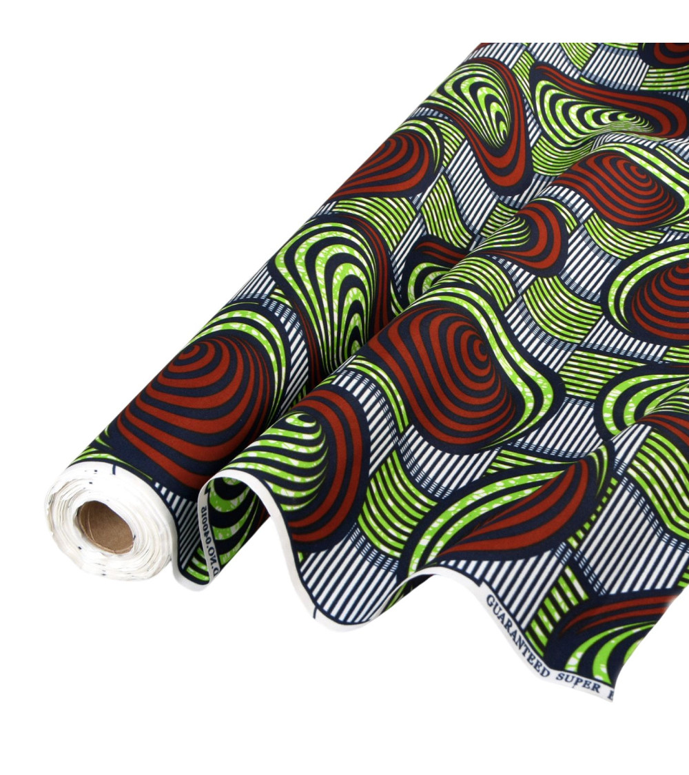 Brown 2-sided printed wax fabric per meter