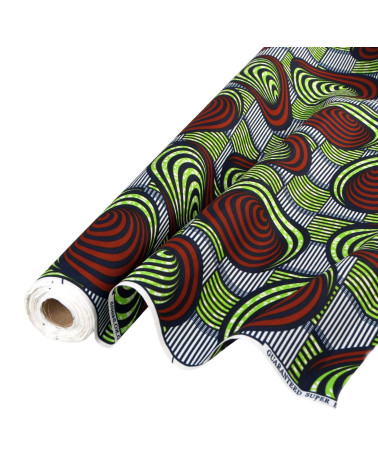 Brown 2-sided printed wax fabric per meter