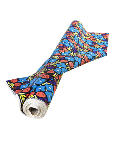 Blue 2-sided printed wax fabric by the meter