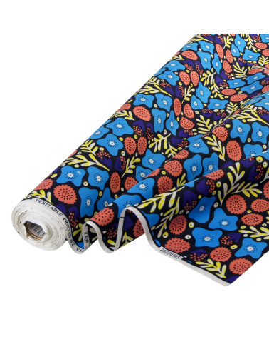 Tela encerada estampada a 2 caras azul por metros