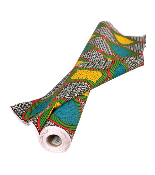 Green 2-sided printed wax fabric per meter