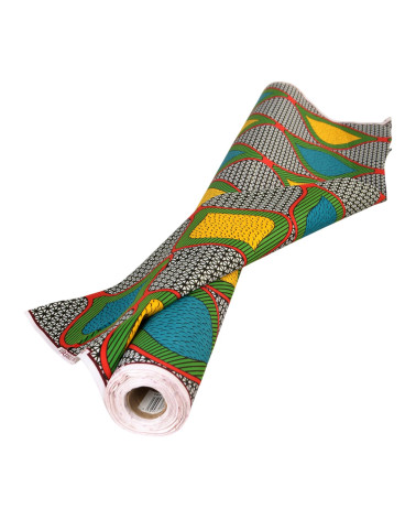 Green 2-sided printed wax fabric per meter