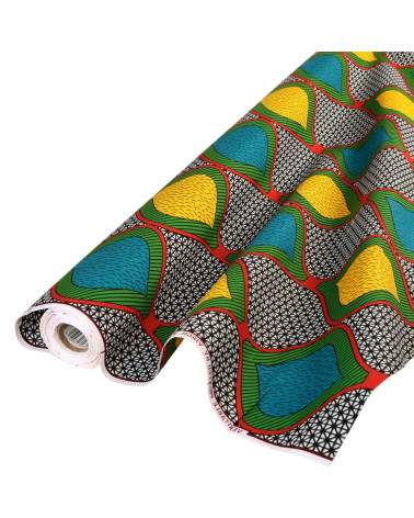 Green 2-sided printed wax fabric per meter