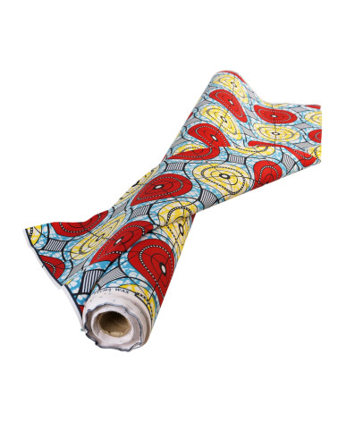 Red 2-sided printed wax fabric per meter