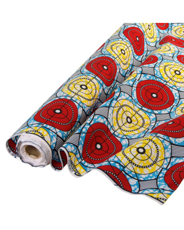 Red 2-sided printed wax fabric per meter