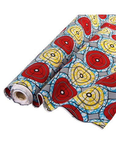 Tissu wax imprimé 2 faces rouge au mètre
