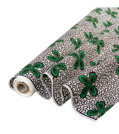 Green 2-sided printed wax fabric per meter