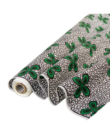 Green 2-sided printed wax fabric per meter