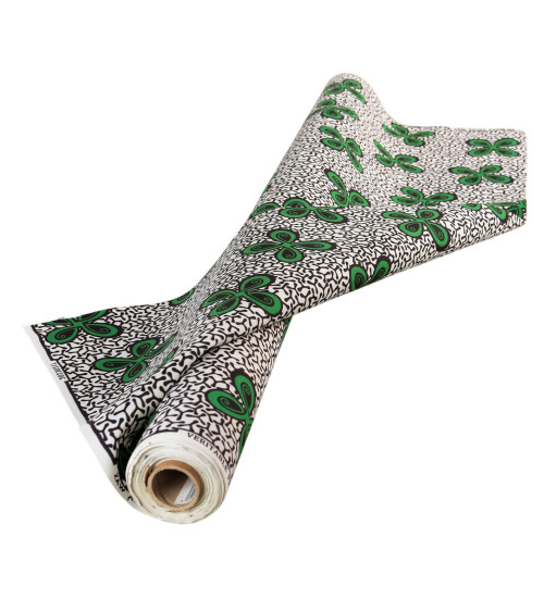 Green 2-sided printed wax fabric per meter