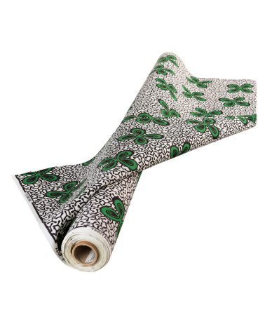 Green 2-sided printed wax fabric per meter