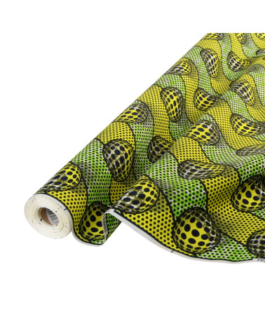 Green 2-sided printed wax fabric per meter