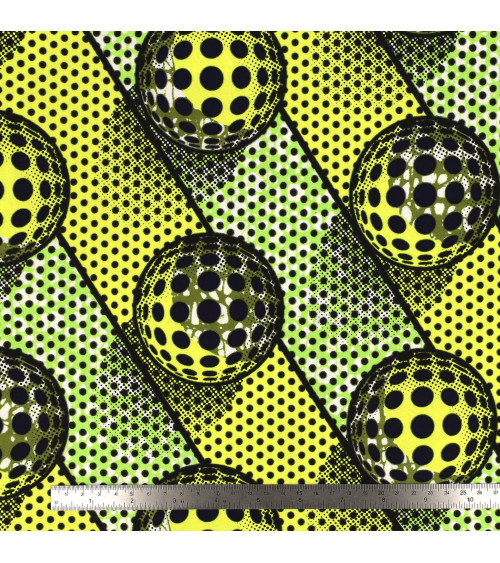 Green 2-sided printed wax fabric per meter