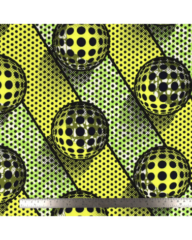 Green 2-sided printed wax fabric per meter