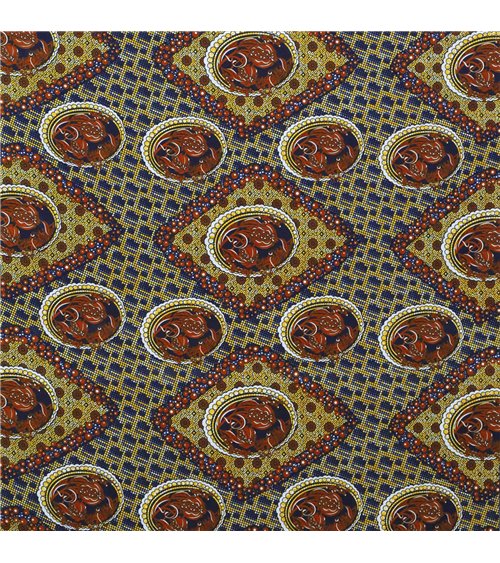 Tissu wax imprimé 2 faces marron au mètre